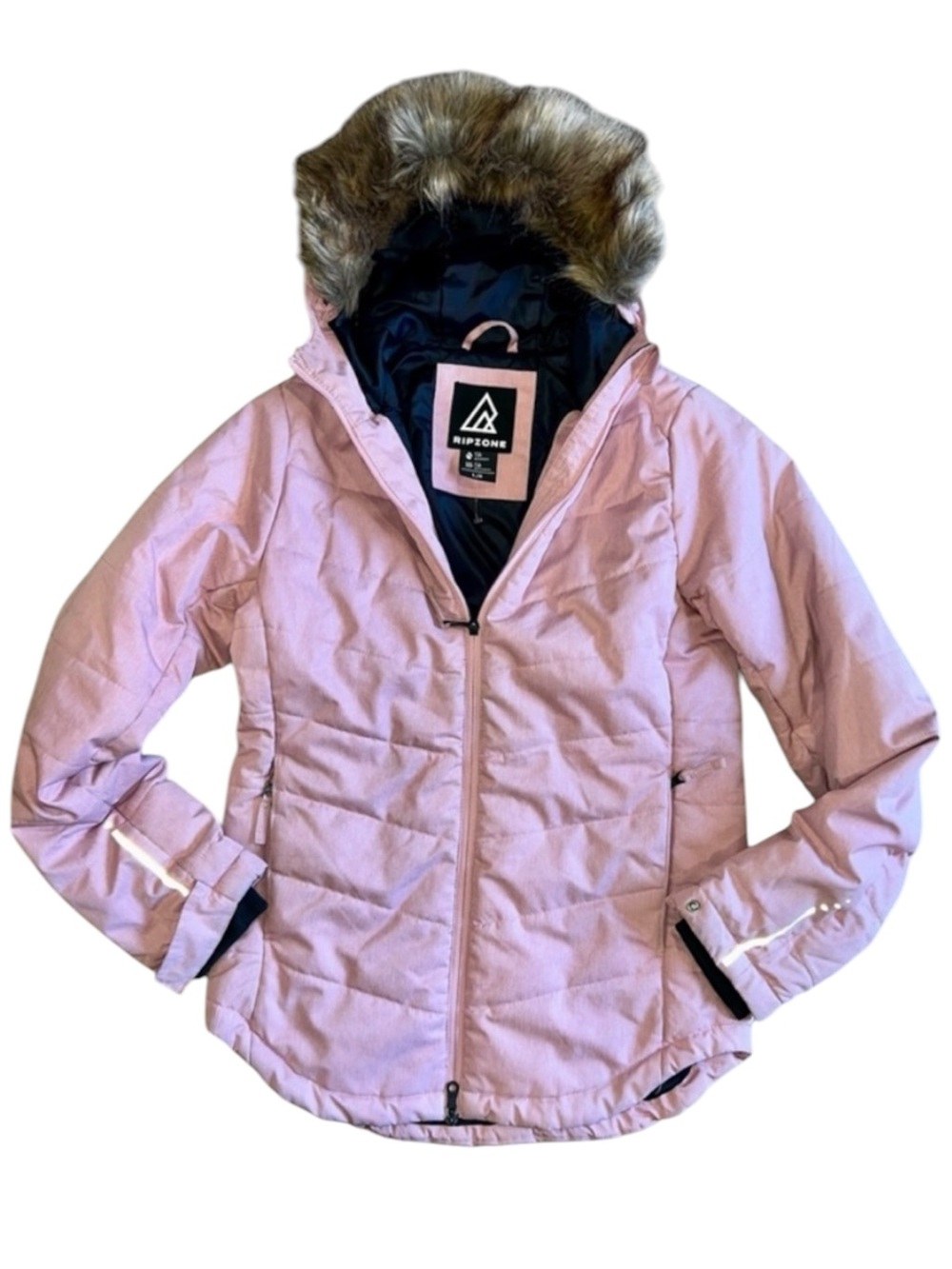 Ripzone 5K Youth Large Winter Jacket Dusty Rose Faux Fur Fits Women SM Medium - Picture 4 of 11